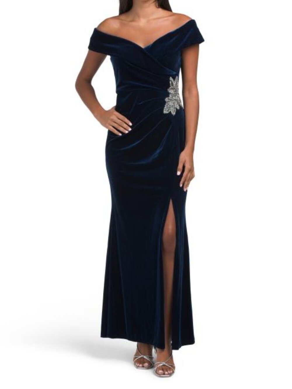 ALEX EVENINGS Imperial Petite Off The Shoulder Fit And Flare Dress